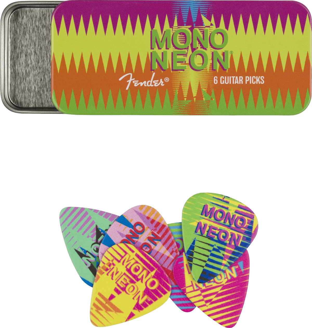 Fender MonoNeon Pick Tin, Set of 6 by FMIC