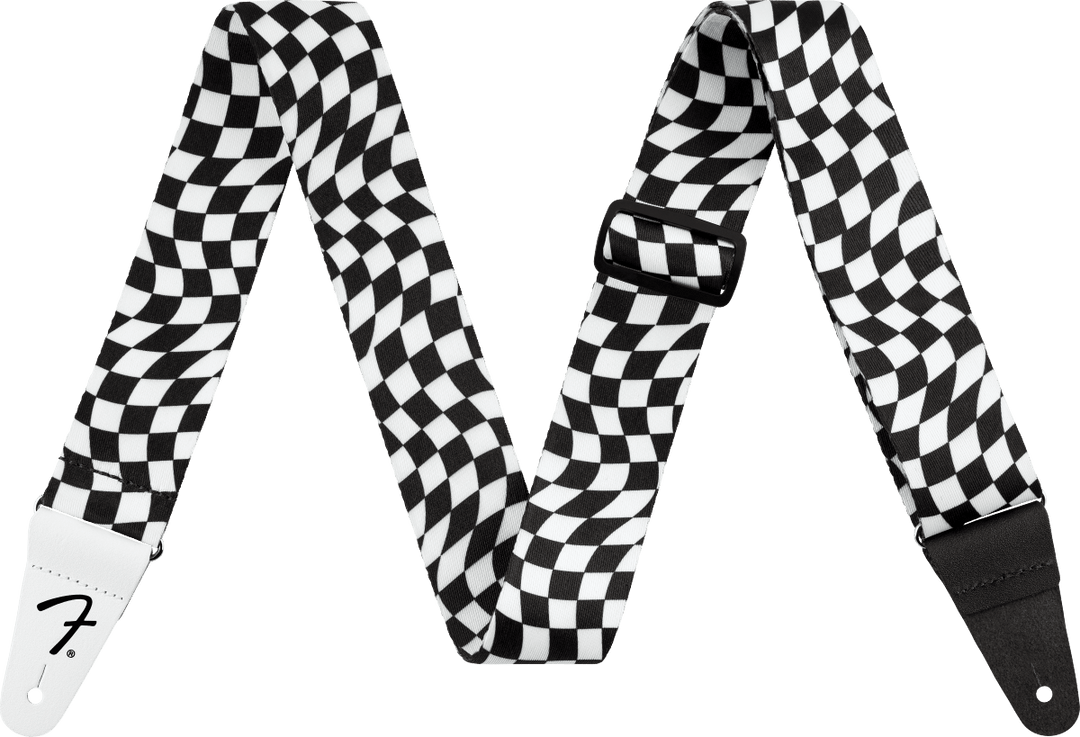 Fender Wavy Checkerboard Polyester Strap, Black/White by FMIC