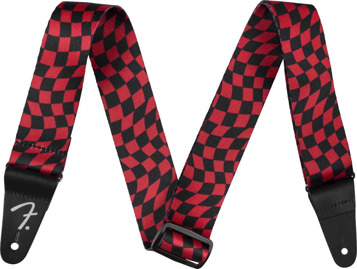 Fender Wavy Checkerboard Polyester Strap, Red by FMIC
