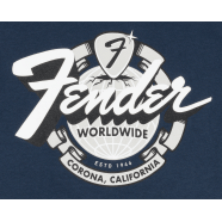Fender® World Wide Tee, Vintage Navy, XL by FMIC
