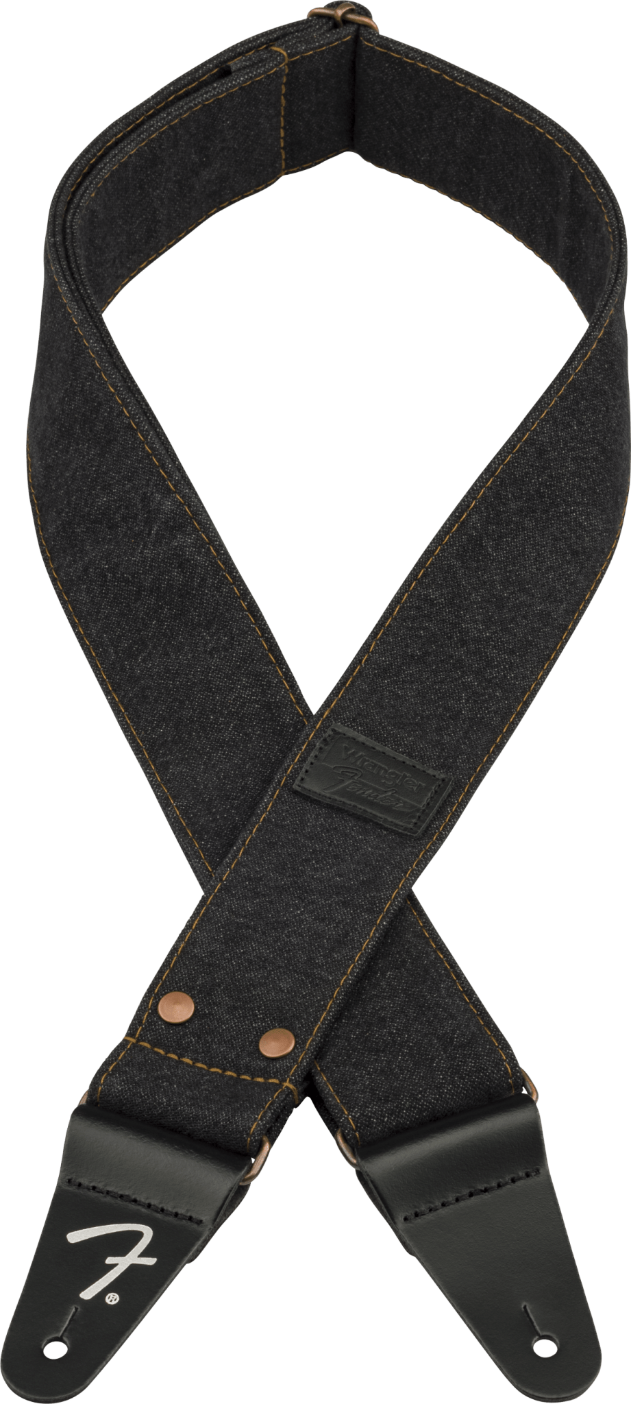 Fender® x Wrangler® Riveted Denim Strap, Black by FMIC