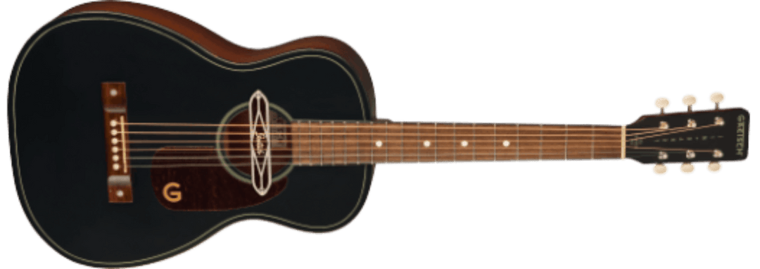 Gretsch Deltoluxe Parlor, Walnut Fingerboard, Tortoiseshell Pickguard, Black Top by FMIC