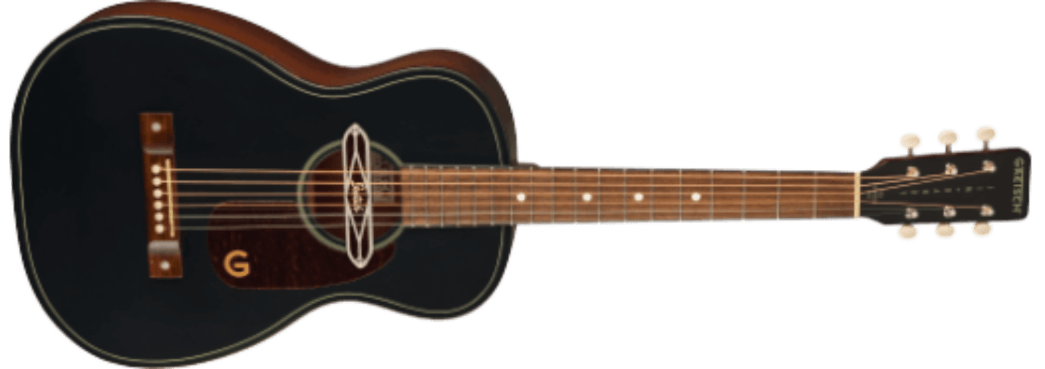 Gretsch Deltoluxe Parlor, Walnut Fingerboard, Tortoiseshell Pickguard, Black Top by FMIC