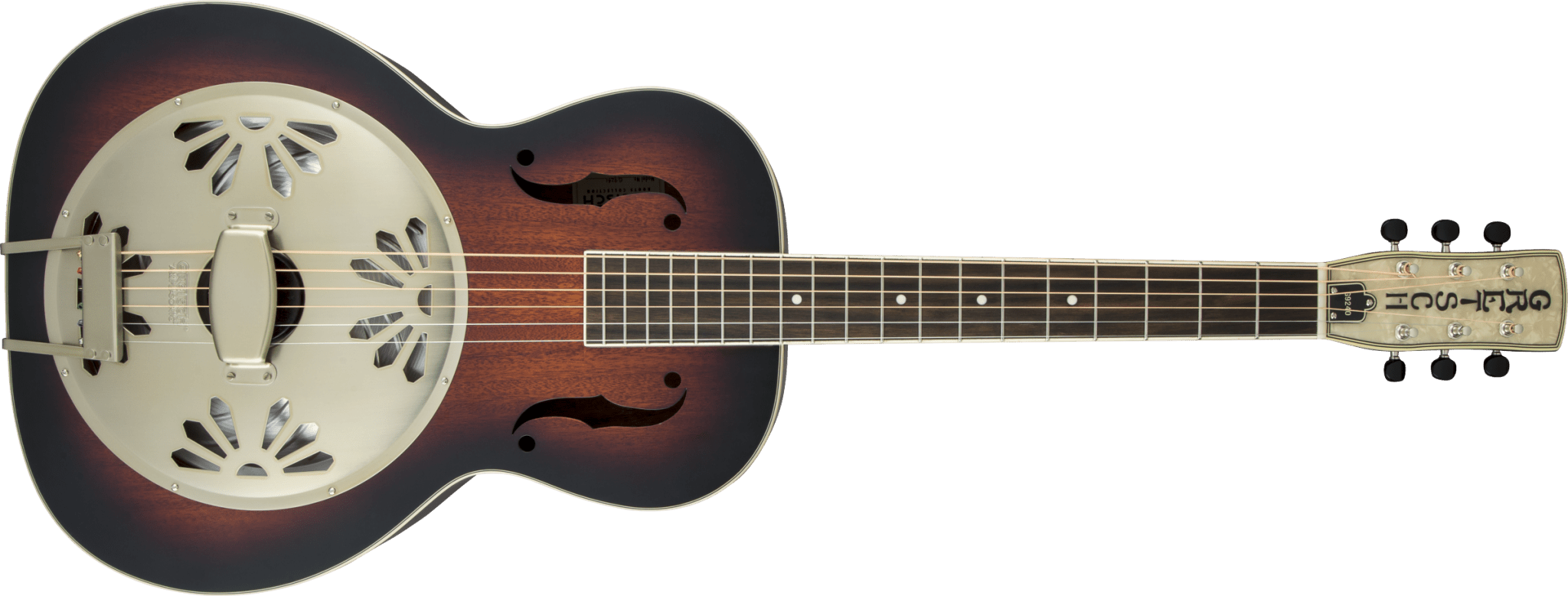 Gretsch G9240 Alligator Round - Neck, Mahogany Body Biscuit Cone Resonator Guitar, 2 - Color Sunburst by FMIC
