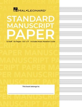 Hal Leonard Standard Manuscript Paper (Yellow Cover) by Hal Leonard