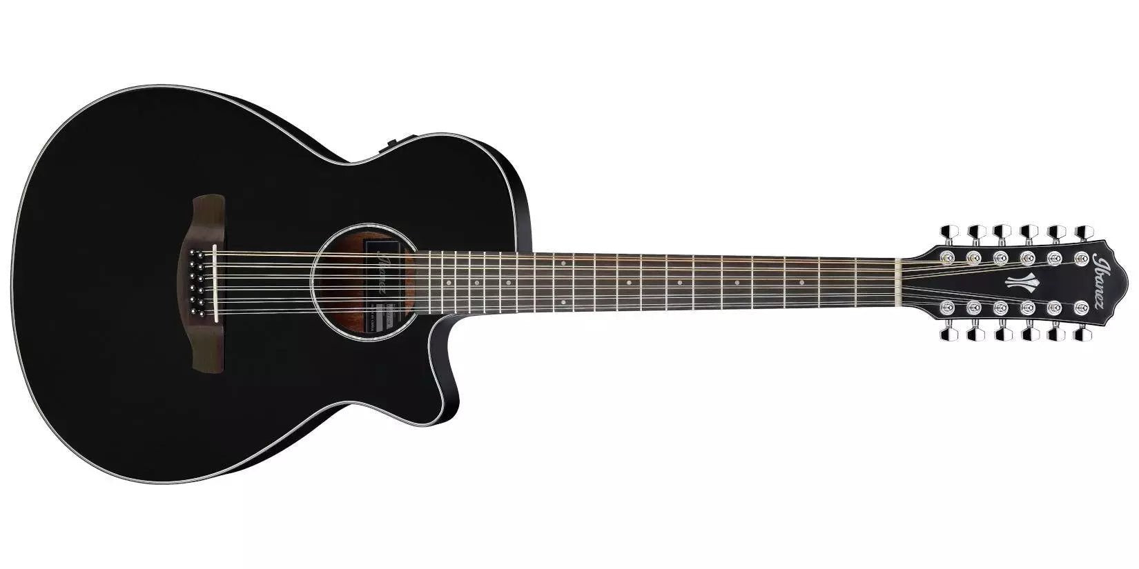 Ibanez AEG5012BK 12 - String Acoustic/Electric Guitar - Black by Hoshino