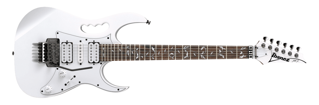 Ibanez JEMJRWH Steve Vai Signature Series Electric Guitar with Quantum Pickups, White by Hoshino