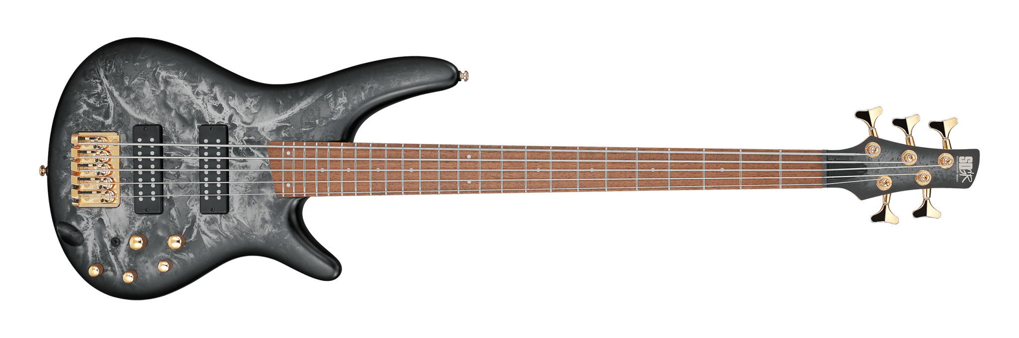 Ibanez SR305EDX 5 String Bass Guitar, Black Ice Frozen Matte by Hoshino