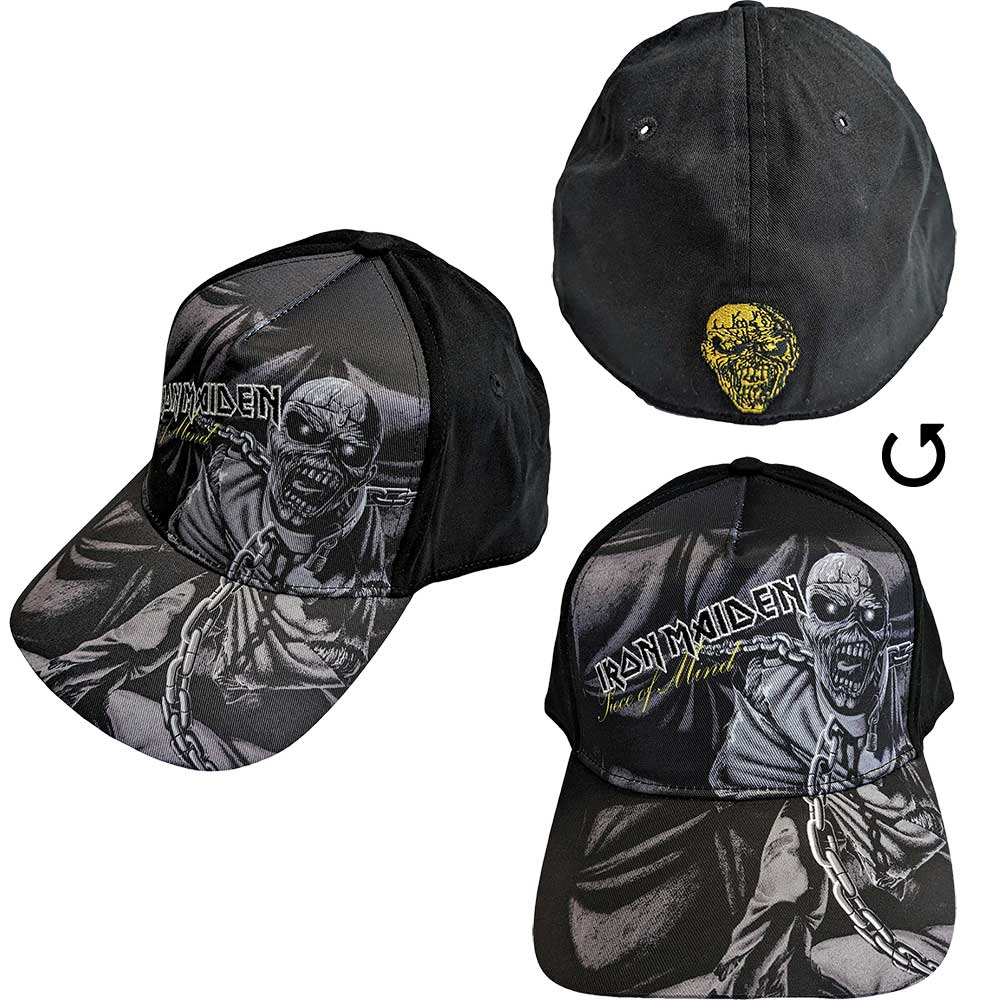 IRON MAIDEN UNISEX BASEBALL CAP: PIECE OF MIND GREYSCALE by Rock Off Trade