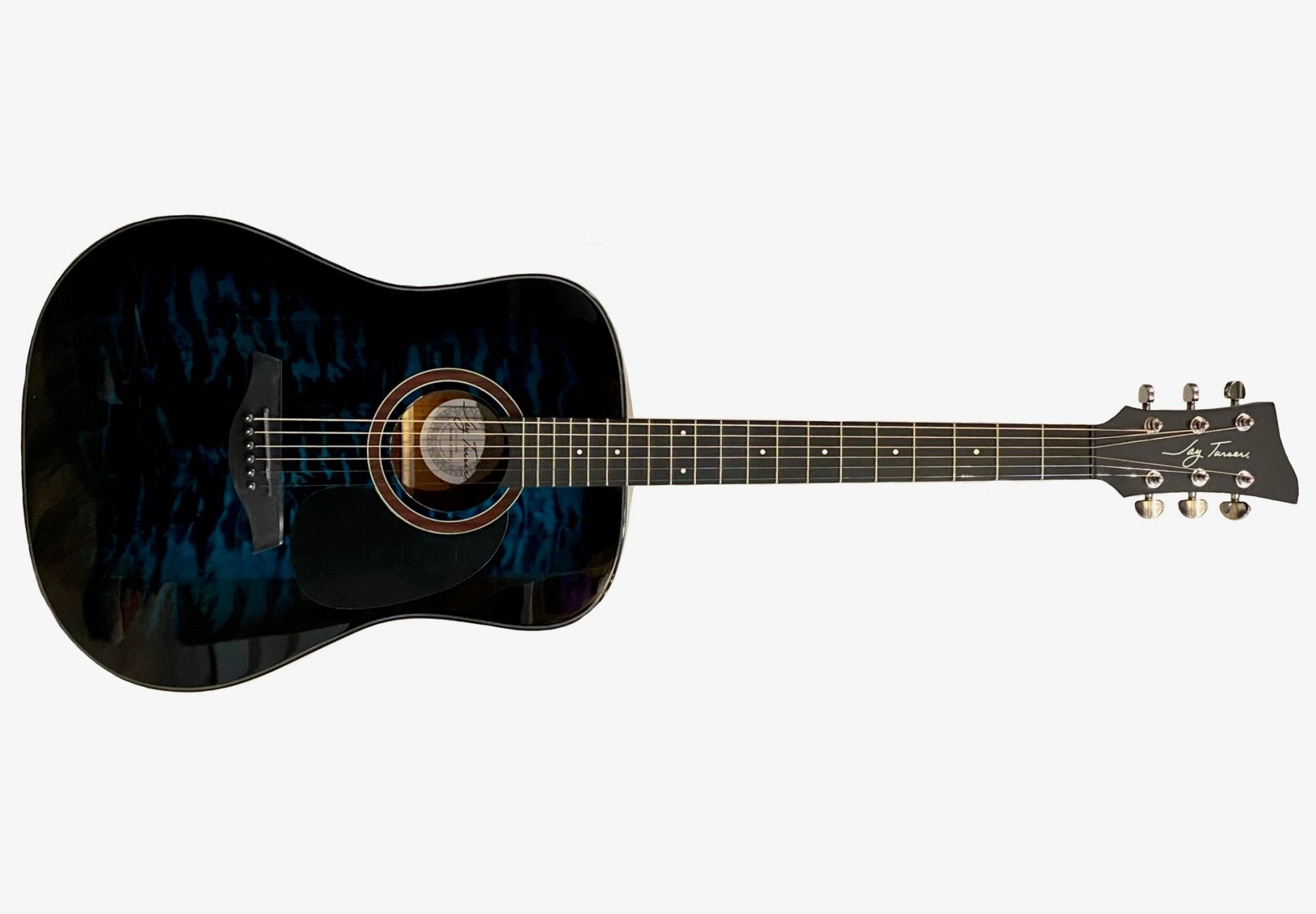 Jay Turser Dreadnought Acoustic Guitar, Full Size, Blue Burst Quilt by Coast Music