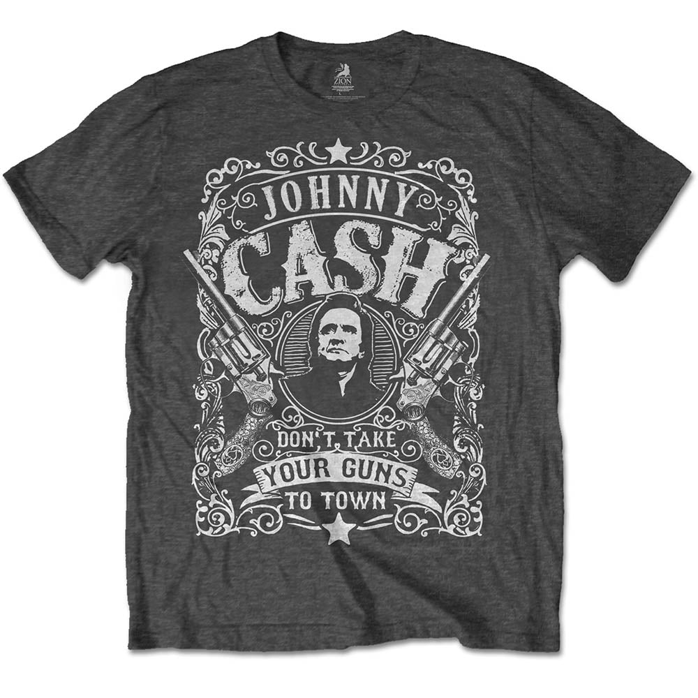 JOHNNY CASH UNISEX T - SHIRT: DON'T TAKE YOUR GUNS TO TOWN by Rock Off Trade