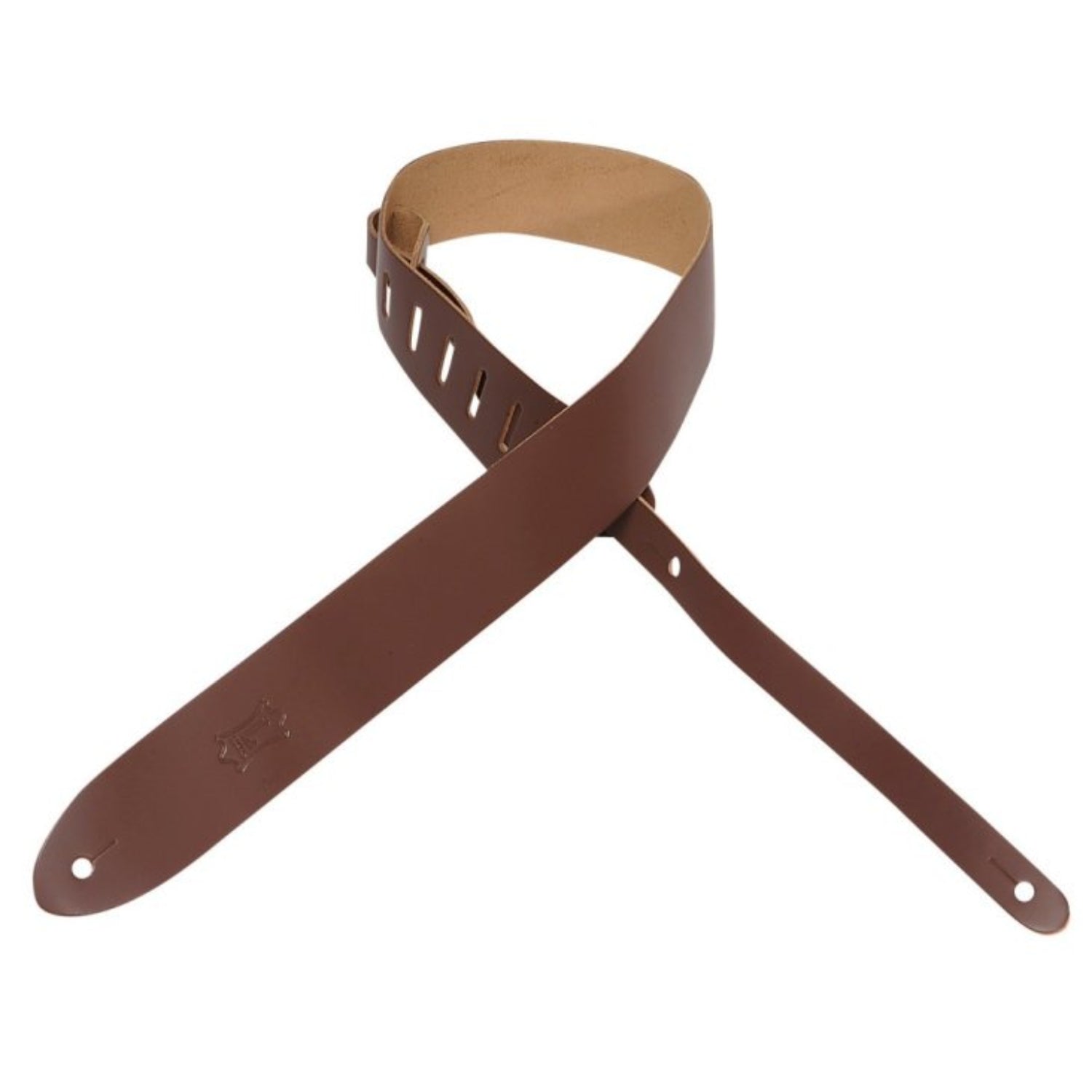 Levy's 2" Chrome - tan Leather Guitar Strap, Brown by Levy's Leathers