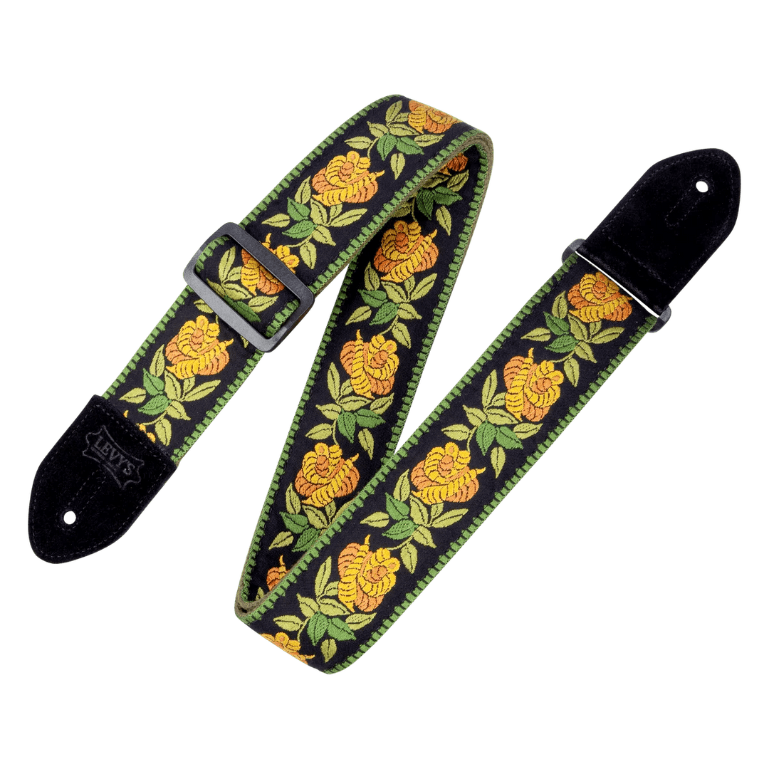 Levy's 2" Cotton Floral Series Guitar Strap Decorative Print, Yellow Flowers by Levy's Leathers