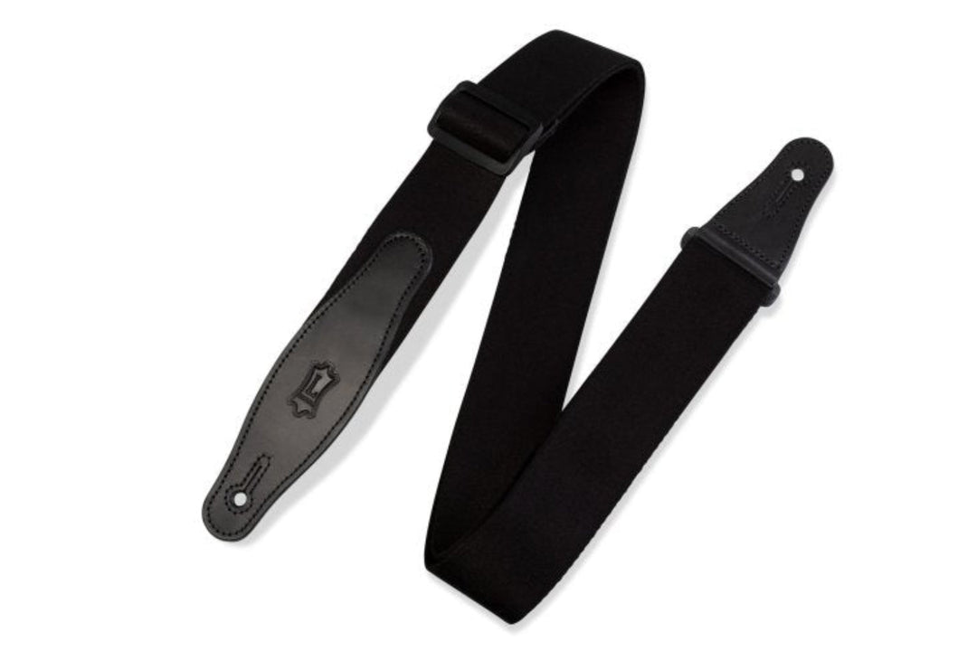 Levy's 2" Rayon Webbing Guitar Strap With Leather Ends And A Tri - glide Adjustment, Black by Levy's Leathers