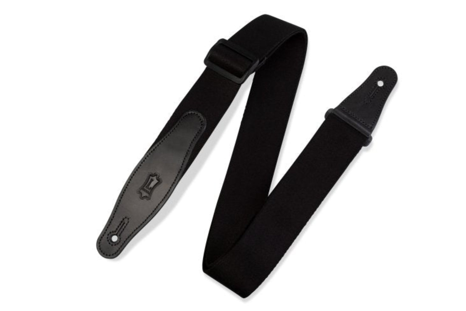 Levy's 2" Rayon Webbing Guitar Strap With Leather Ends And A Tri - glide Adjustment, Black by Levy's Leathers