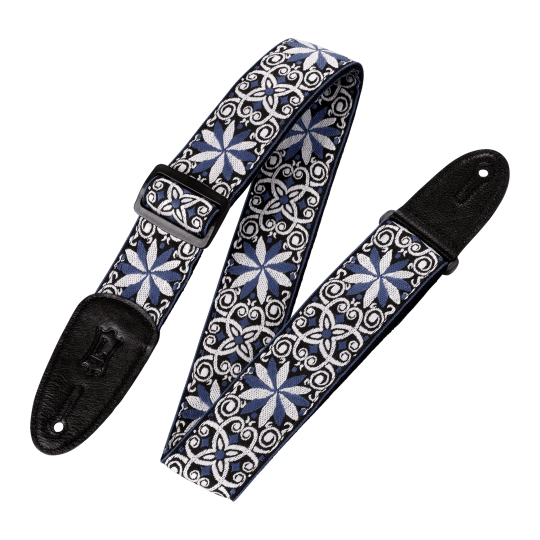 Levy's 60s Hootenanny Jacquard Weave Guitar Strap, Blue & White Floral by Levy's Leathers