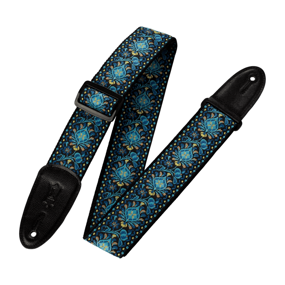 Levy's 60s Hootenanny Jacquard Weave Guitar Strap, Blue & Yellow Floral by Levy's Leathers