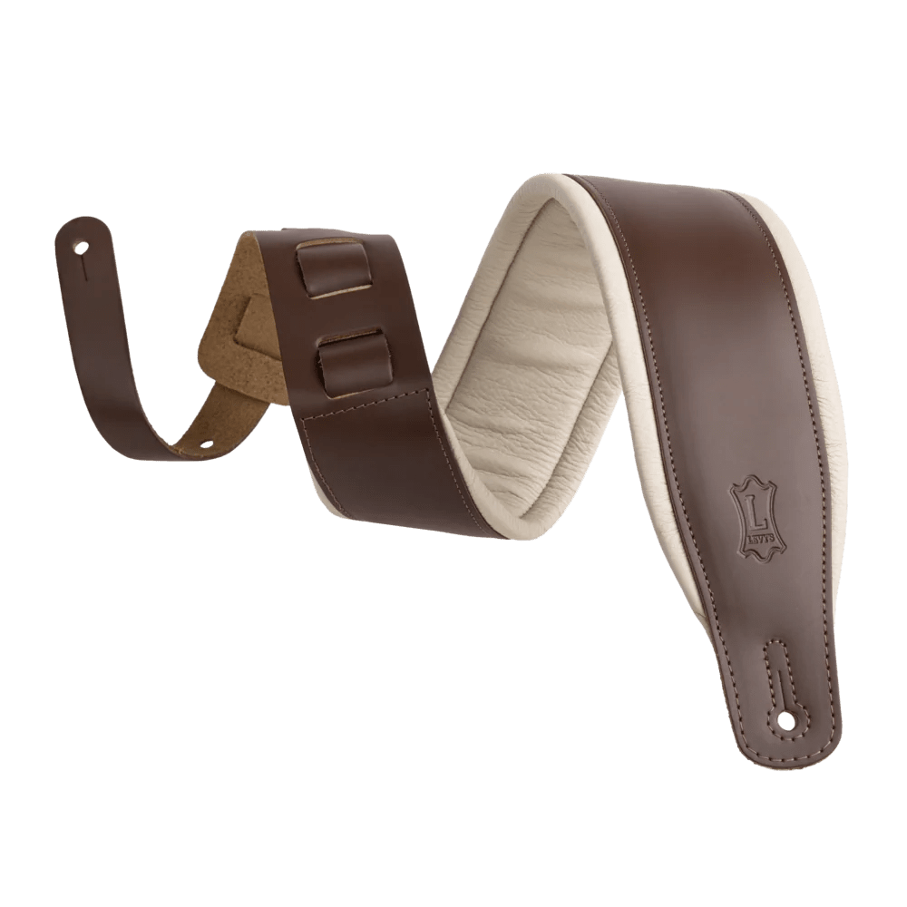 Levy's Amped Leather Series 3" Guitar Strap, Brown by Levy's Leathers