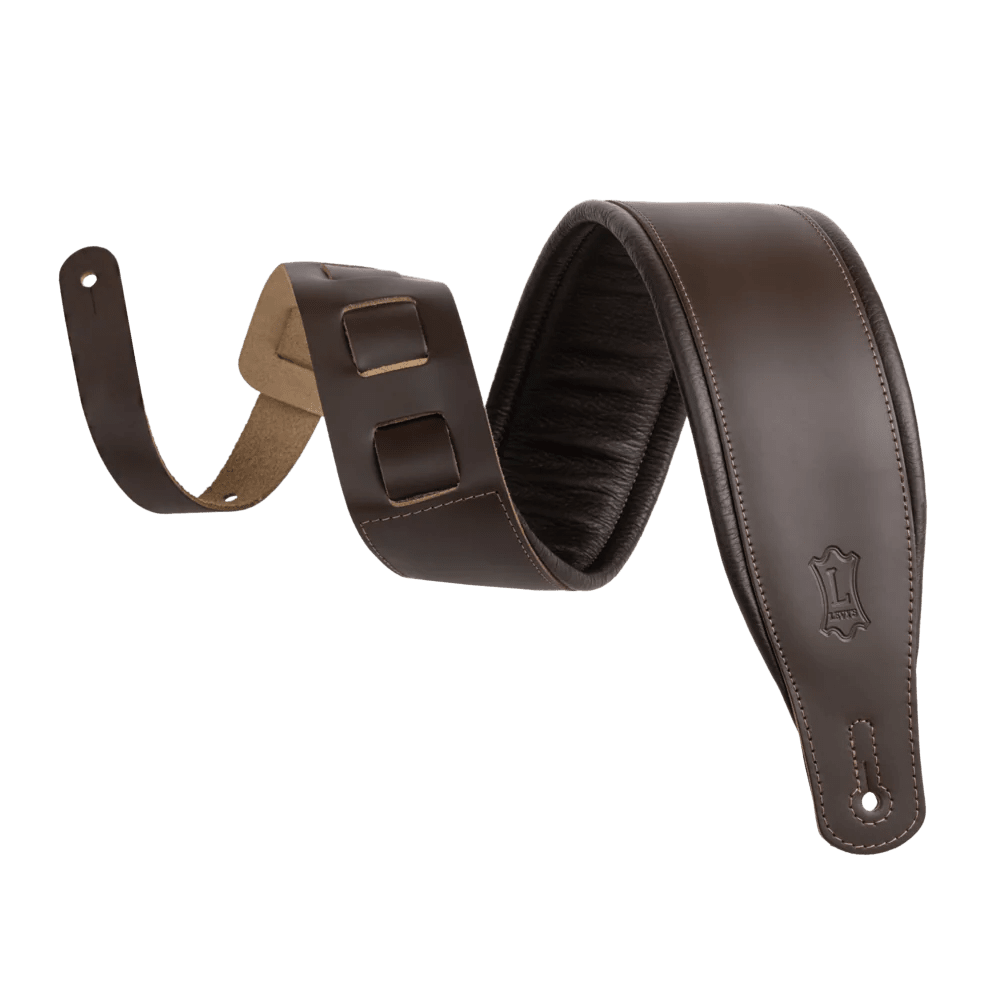 Levy's Amped Leather Series 3" Guitar Strap, Dark Brown by Levy's Leathers