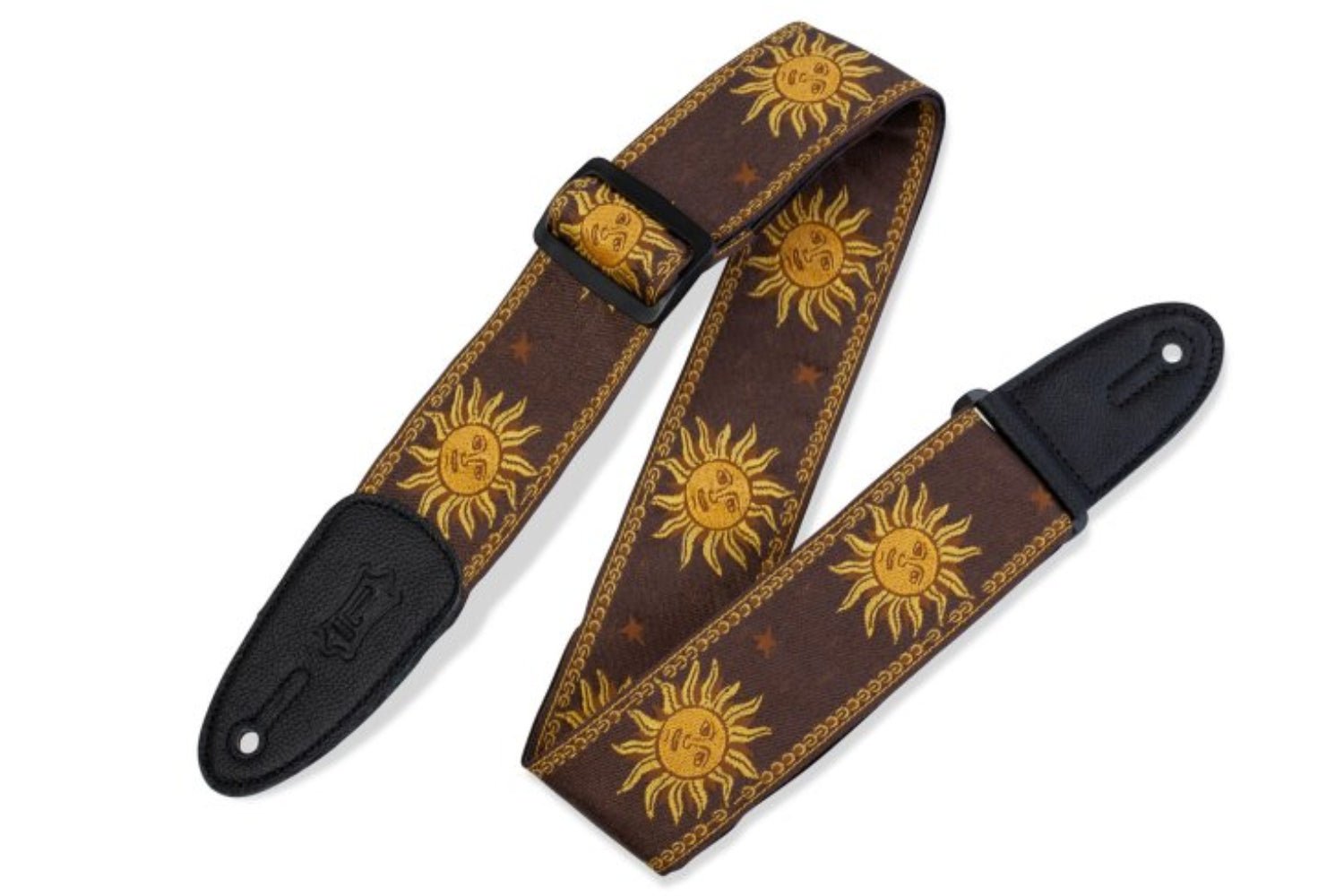 Levy's Sun Design Jacquard Weave 2" Guitar Strap, Brown by Levy's Leathers