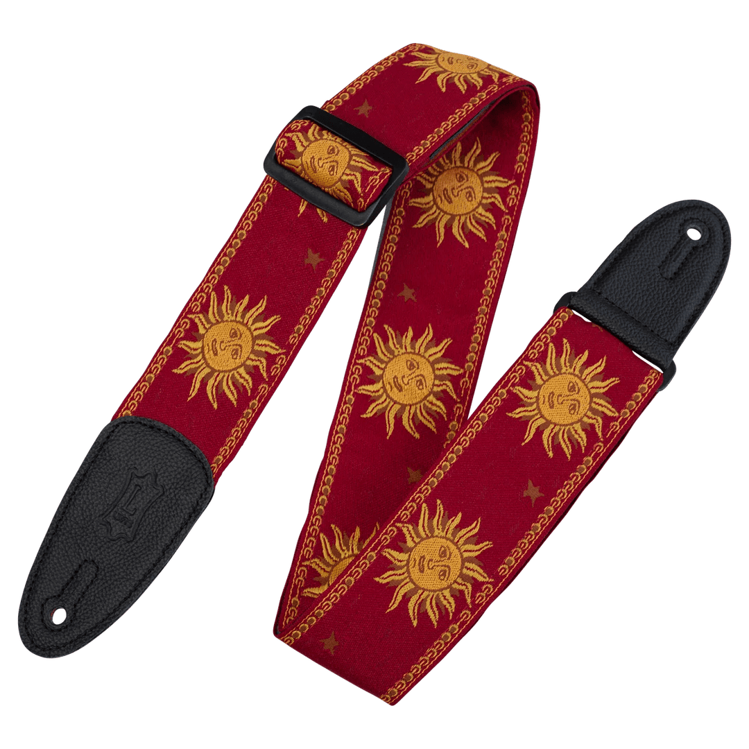 Levy's Sun Design Jacquard Weave 2" Guitar Strap, Red by Levy's Leathers