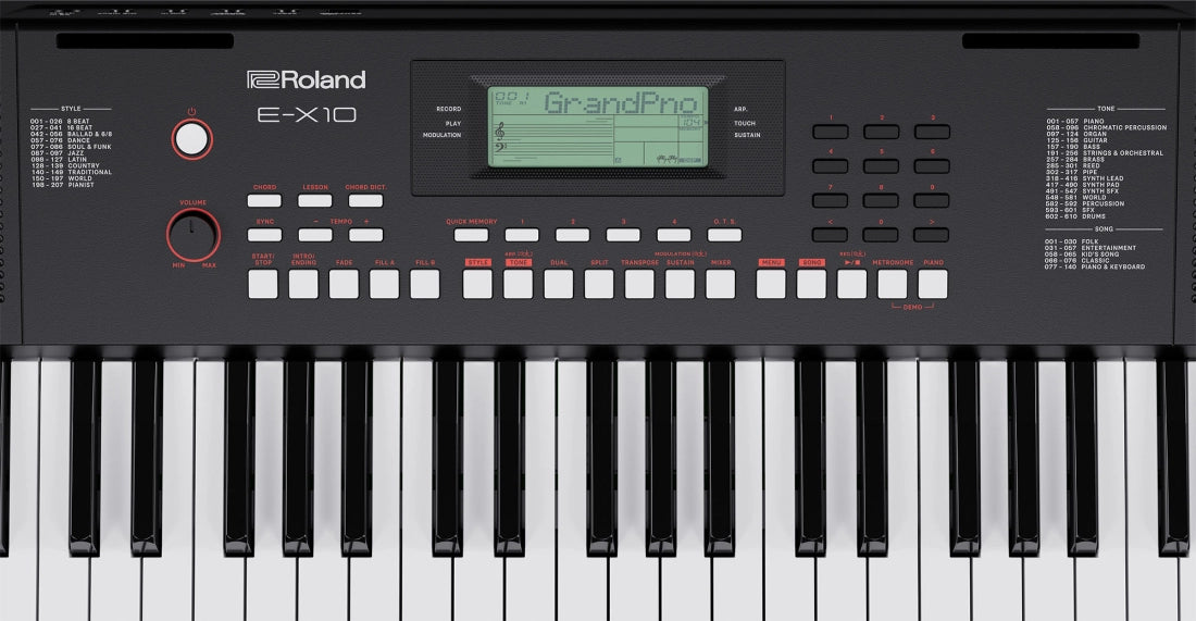 Roland E-X10 61-Key Touch Sensitive Arranger Keyboard