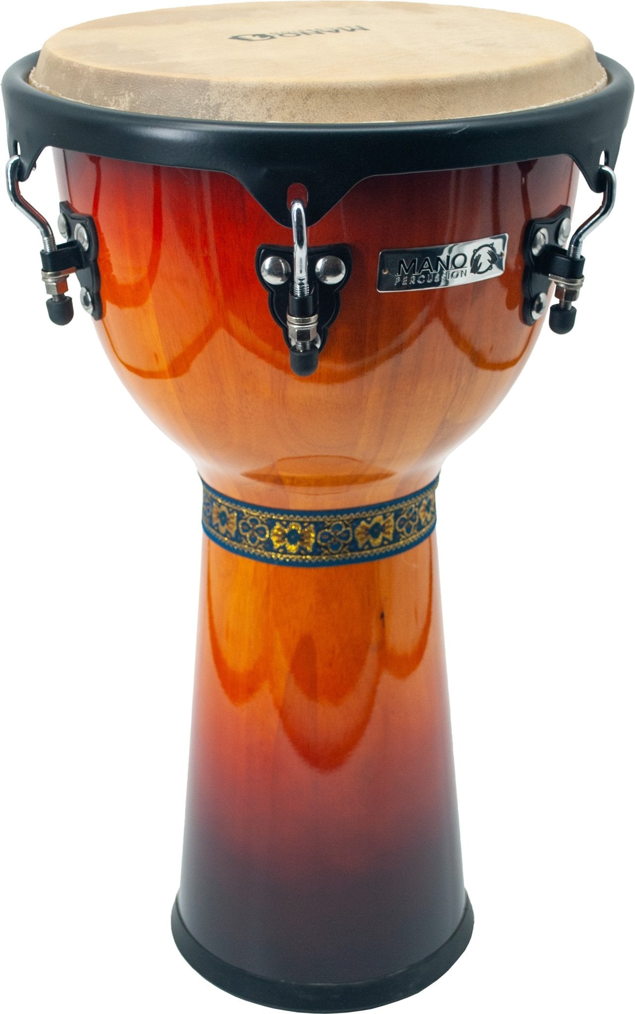 Mano Percussion 12" Djembe with Comfort Rim and Natural Skin Head, Sunburst by Coast Music