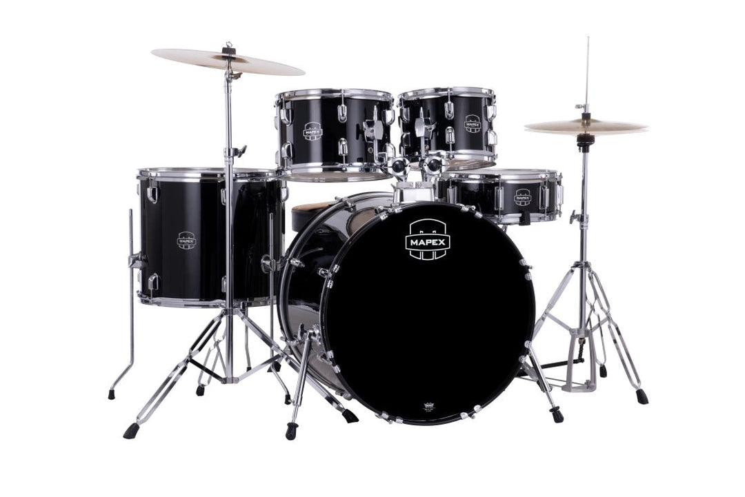 Mapex Comet 5 - Piece Drum Kit (22,10,12,16,SD) with Cymbals and Hardware - Dark Black by Mapex