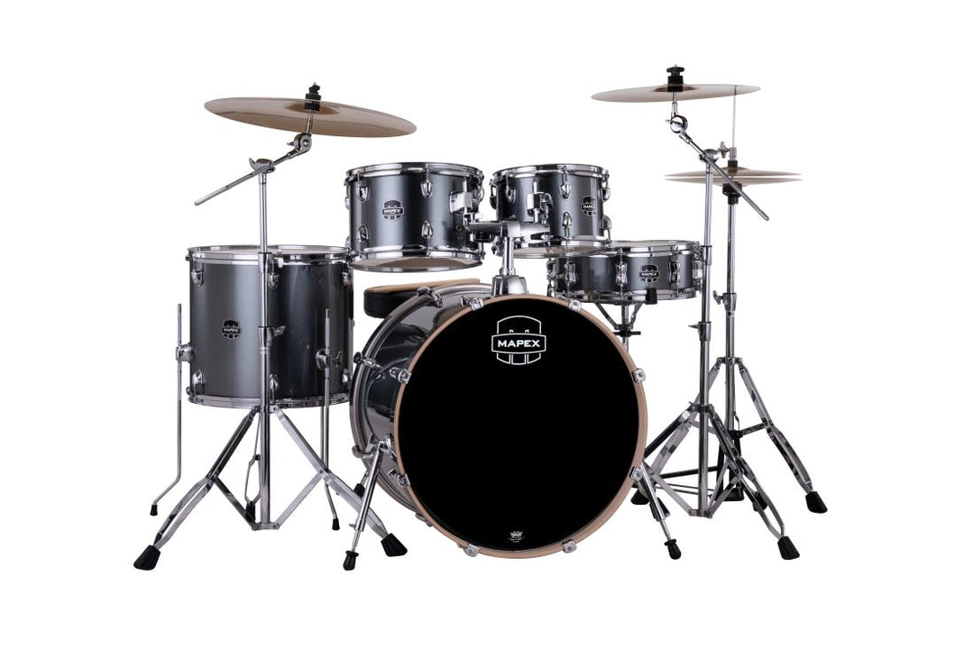 Mapex Venus 5 - Piece Drum Kit (22,10,12,16,SD) with Hardware and Cymbals - Steel Blue Metallic by Mapex