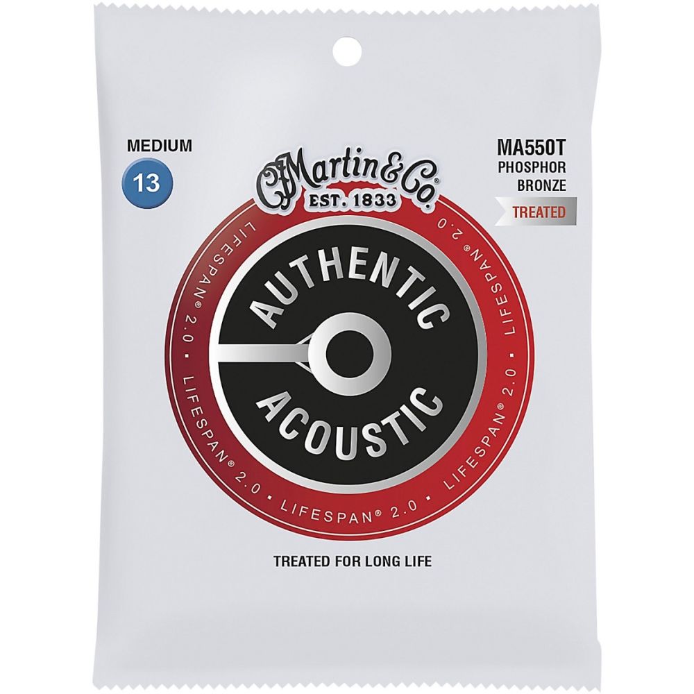 Martin Authentic Treated Acoustic Lifespan 2.0 Guitar Strings - 92/8 Phosphor by Martin Guitar Co.