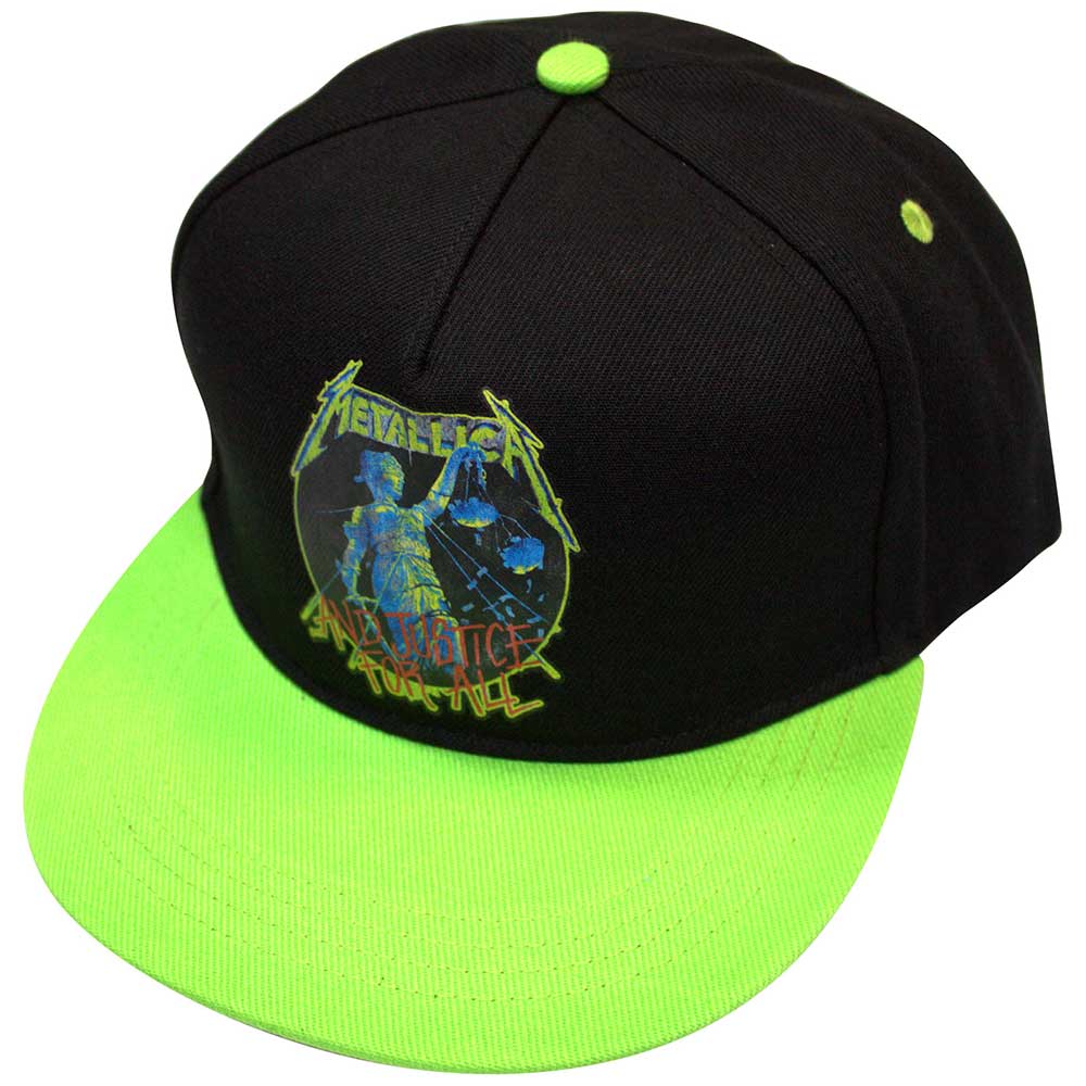 Metallica Unisex Snapback Cap And Justice For All (Black & Green) by Rock Off Trade