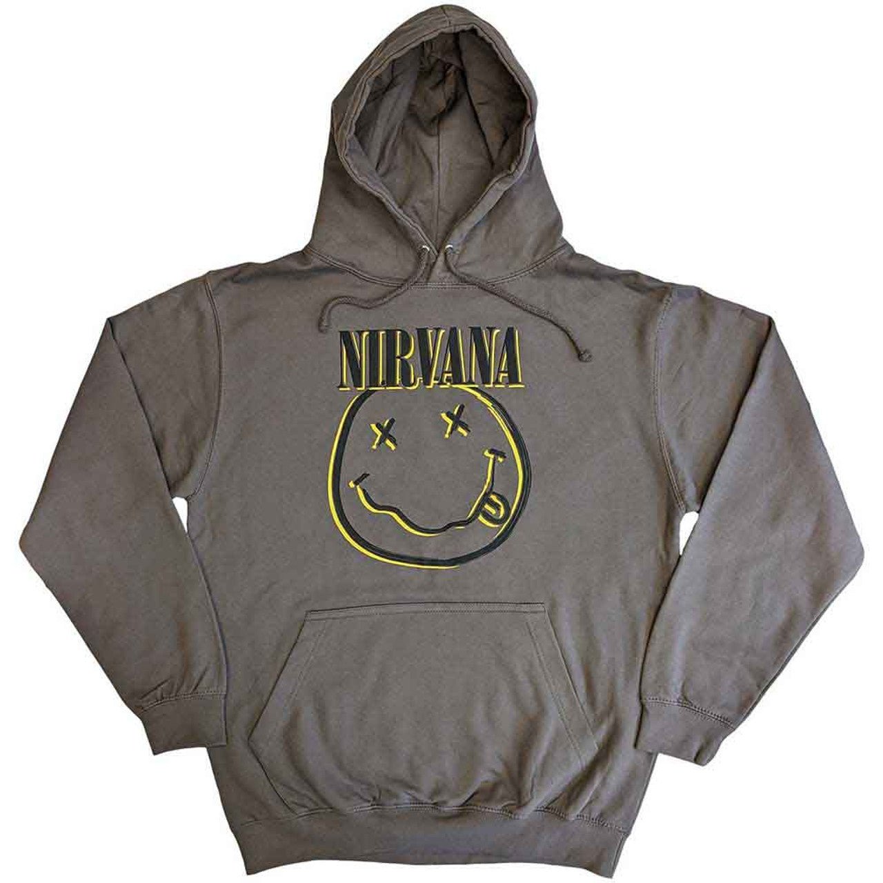 Nirvana Unisex Pullover Hoodie: Inverse Happy Face (Charcoal Grey) by Rock Off Trade
