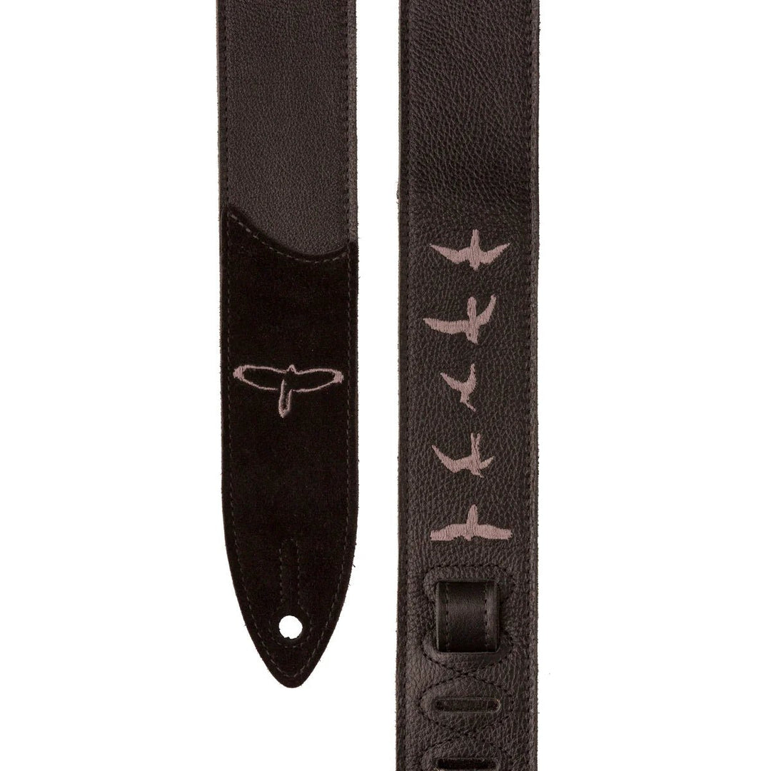Paul Reed Smith PRS Premium Leather 2" Strap Embroidered Birds, Black by PRS