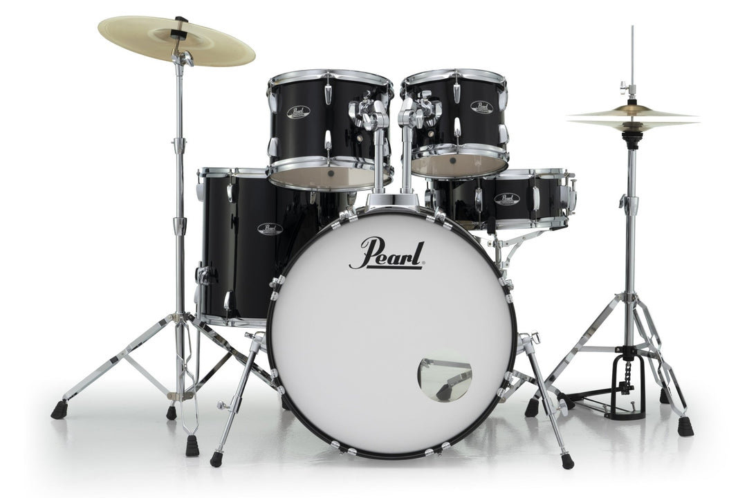 Pearl Roadshow 5 - Piece Drum Set With 22" Bass Drum, Hardware & Cymbals, Throne, Sticks, and Stick bag - Jet Black by Erikson Music