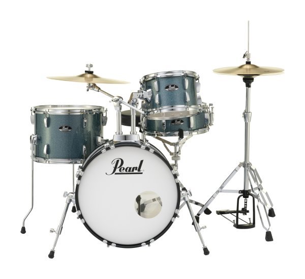 Pearl Roadshow Complete 4 - Piece Drum Set w/ 18" Bass Drum, Aqua Blue Glitter by Erikson Music