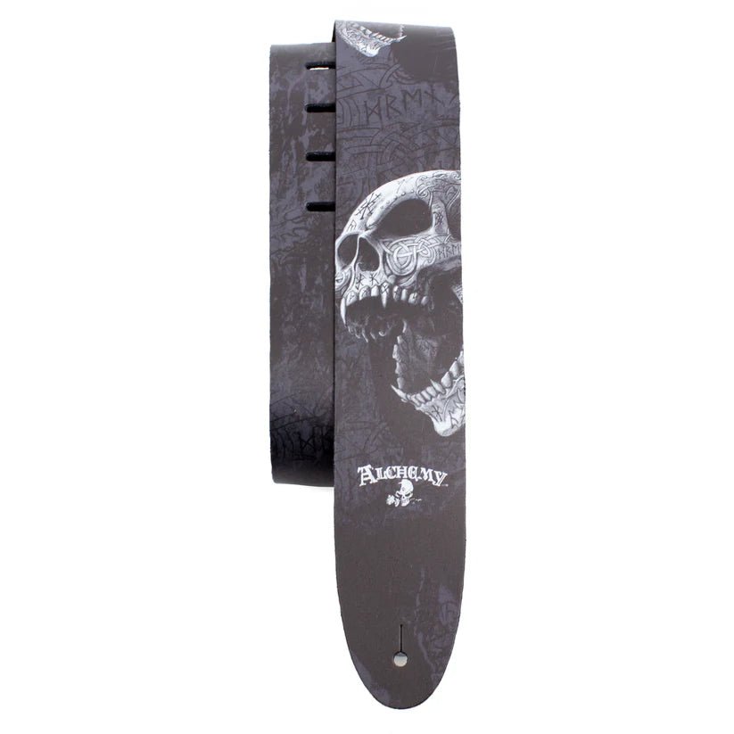 Perri's Alchemy Berserker Skull Printed Leather Guitar Strap by Perri's Leathers