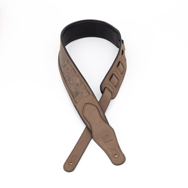Profile 2.5" Leather Padded Strap, Brown Cork by Coast Music