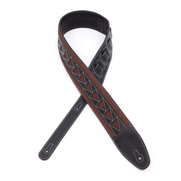 Profile 2.5" Leather Strap with Burgundy Suede and Black Leather Arrow Pattern by Coast Music