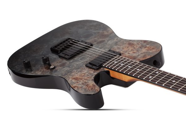 Schecter PT Standard Electric Guitar, Black Fade Burst Burl by Schecter
