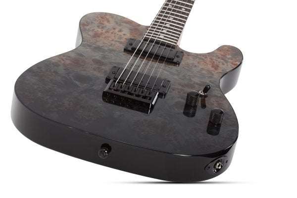 Schecter PT Standard Electric Guitar, Black Fade Burst Burl by Schecter