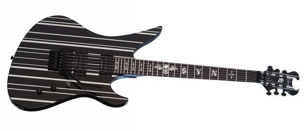 Schecter Synyster Standard 6-String Electric Guitar, 24 Frets, Gloss Black with Silver Pin Stripes by Schecter