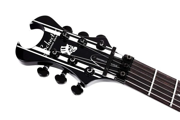 Schecter Synyster Standard 6-String Electric Guitar, 24 Frets, Gloss Black with Silver Pin Stripes by Schecter