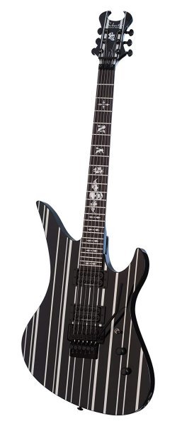 Schecter Synyster Standard 6-String Electric Guitar, 24 Frets, Gloss Black with Silver Pin Stripes by Schecter