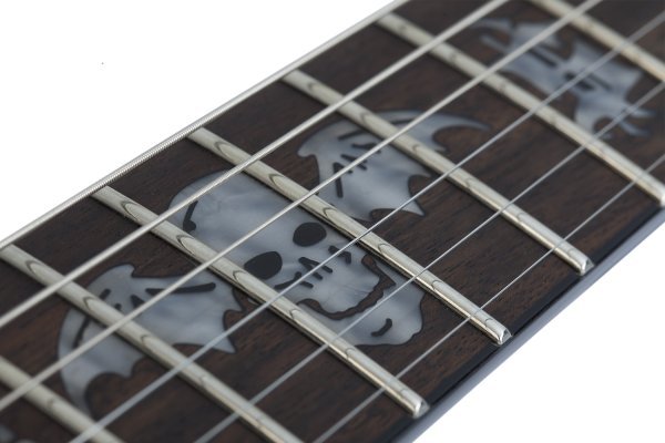 Schecter Synyster Standard 6-String Electric Guitar, 24 Frets, Gloss Black with Silver Pin Stripes by Schecter