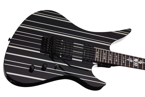 Schecter Synyster Standard 6-String Electric Guitar, 24 Frets, Gloss Black with Silver Pin Stripes by Schecter