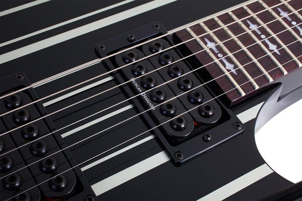 Schecter Synyster Standard 6-String Electric Guitar, 24 Frets, Gloss Black with Silver Pin Stripes by Schecter