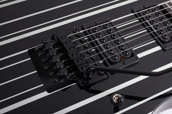Schecter Synyster Standard 6-String Electric Guitar, 24 Frets, Gloss Black with Silver Pin Stripes by Schecter