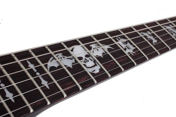 Schecter Synyster Standard 6-String Electric Guitar, 24 Frets, Gloss Black with Silver Pin Stripes by Schecter