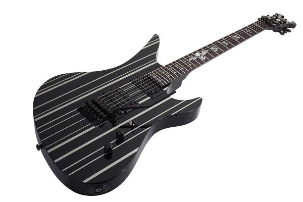 Schecter Synyster Standard 6-String Electric Guitar, 24 Frets, Gloss Black with Silver Pin Stripes by Schecter