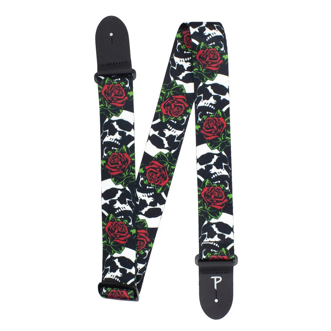 SKULLS & ROSES POLYESTER GUITAR STRAP by Perri's Leathers